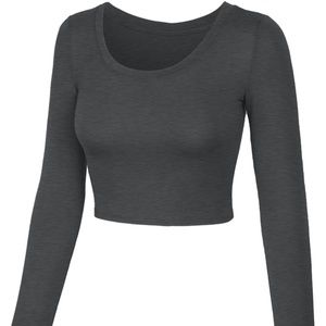 Gray Cropped Long Sleeve Top